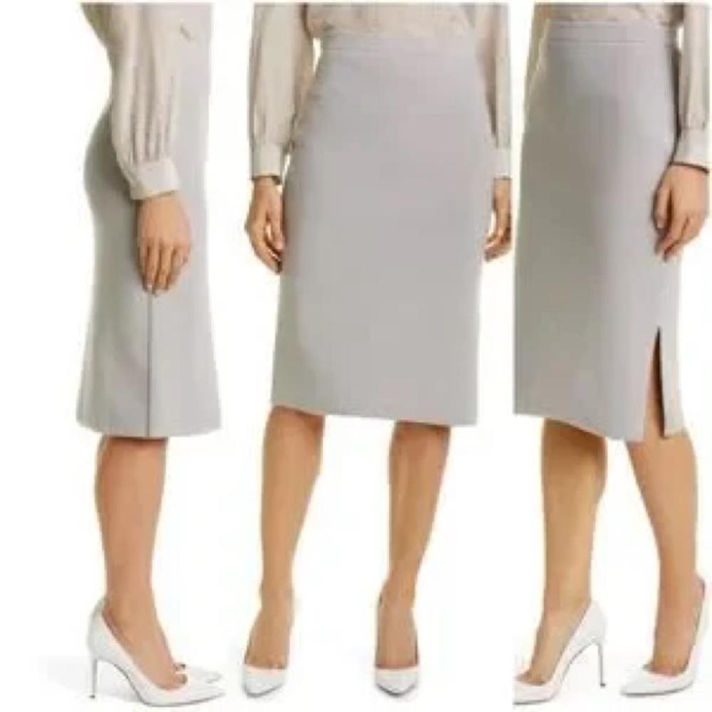 Hugo Boss Famana Grey Knit Pencil Skirt